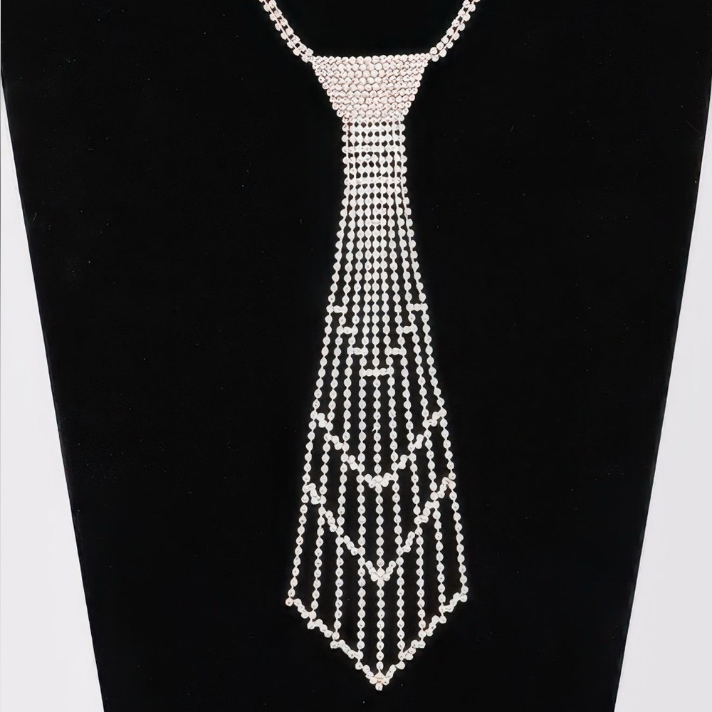 Rhinestone Necktie Necklace